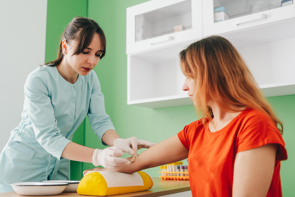 blood collection from a patient passing tests