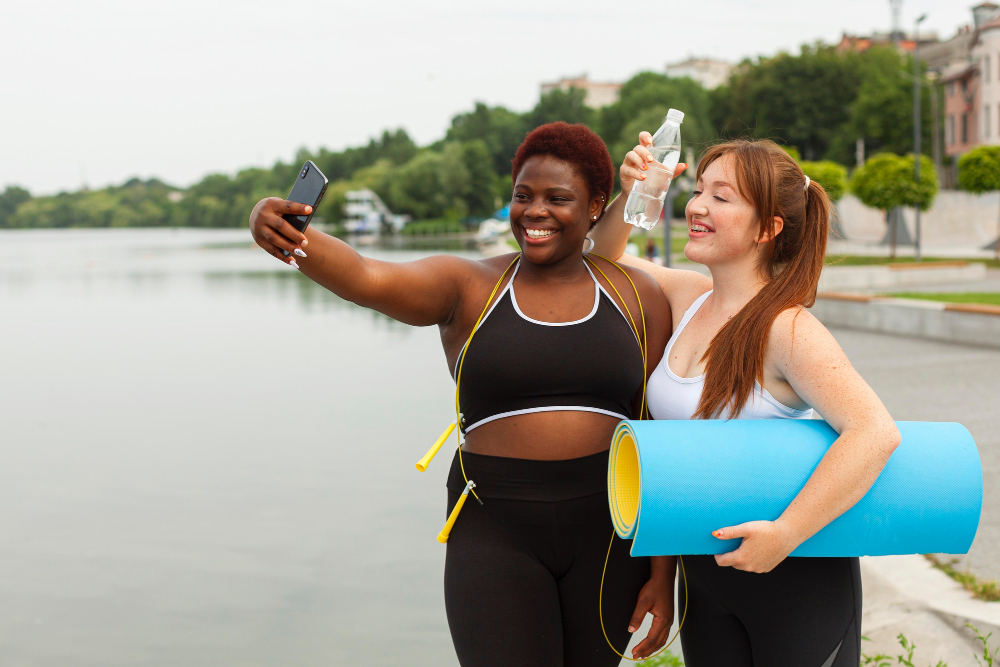 Woman practicing gentle outdoor exercise as part of managing lupus symptoms and reducing inflammation